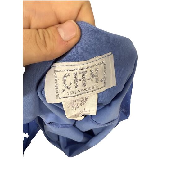 Vintage Y2K City Triangles One Shoulder Periwinkle Sparkle Shimmer Dress Fairy M - Picture 4 of 7